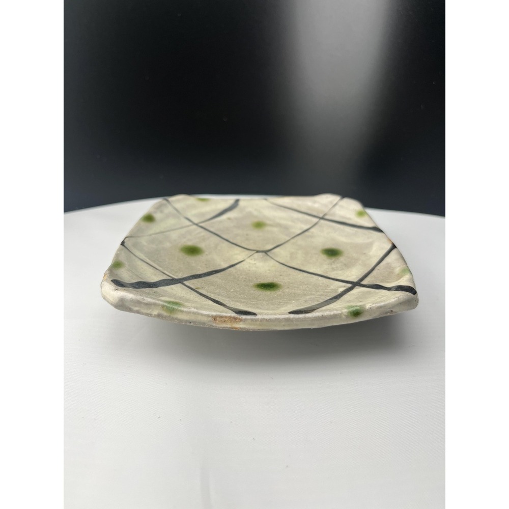 Vintage Studio Pottery Plate – Japanese Wabi Sabi Harlequin Stoneware - Picture 8 of 13
